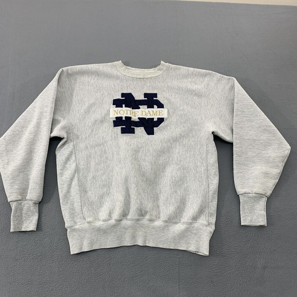 Vintage Notre Dame Fighting Irish Sweatshirt Mens XL Gray NCAA Creble Sportswear